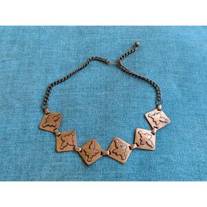 Vintage Artisan Copper Modernist Necklace MCM Western Choker